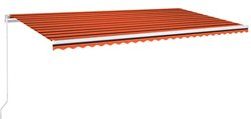 vidaXL Gelenkarmmarkise Einziehbar mit LED Markise Sonnenmarkise Balkonmarkise Sonnenschutz Sichtschutz Fenster Terrasse Garten 600x300cm Orange Braun