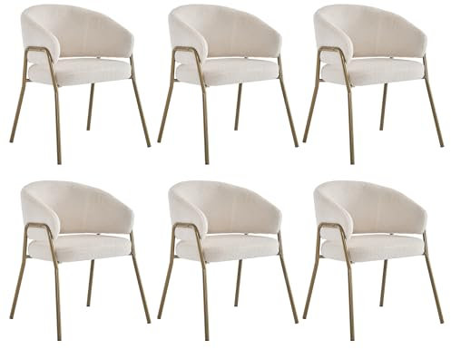 Merax Weißer Moderner Lamm Samt Spraygold Esszimmerstuhl in Gold-Finish (6 st), Esszimmerstuhl mit Goldenen Beinen