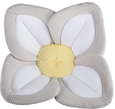 siduytin Baby Badesitz, Sicherheit und Komfort für die Kleinen, Stoff Baby Badewanne, Blumen Baby Badesitz, Netz Sitzmatte, Badewanne, Graue Seite, 80cm