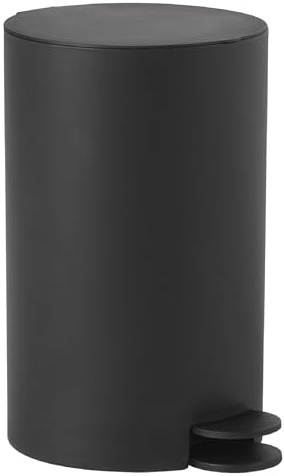 Gedy SHARON Papelera basura baño, 3L, con pedal y tapa, Resinas termoplásticas, Negro Mate, 15,8 x 19,5 x 25,4