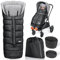 Orzbow Fußsack Kinderwagen Winter,Lang Fußsack Buggy mit Reissverschluss & Kapuze,Wasserfest Fusssack Kinderwagen Baby mit Einstellbar Länge,Universelles & Rutschfest,Warme,97*44cm/117*44cm,Schwarz