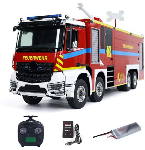 TOUCAN RC HOBBY 1/14 RC Fire Fighting Truck 8x4 RTR Electric Fire Car Light Sound Metal Chassis