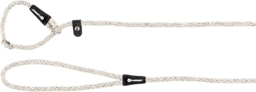 Flamingo Zugg-Stopp-Leine für Hund Lago weiß & schwarz - 170cm 8mm - Gleitendes Maximum mit einem stufenlos verstelbaren Safety Zugstopp