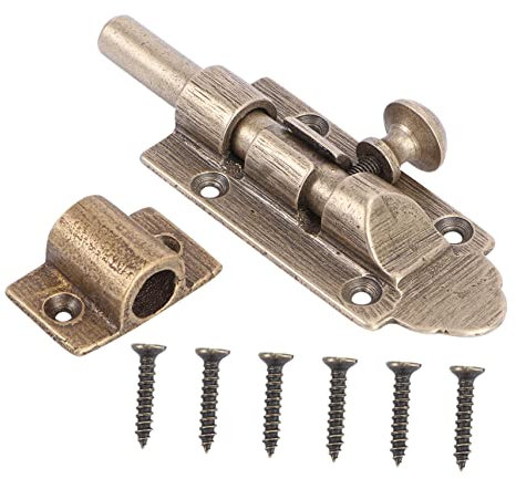 WOONEKY 1 Set chiavistello in legno innescare il gioco porta scorrevole antica antico serrature porte interne serratura bulloni fibbia per porta in legno catenaccio della porta ottone