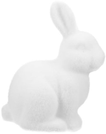 GARVALON Beflockte Häschenfigur Ostern Frühlingsdekor Beflockte Kaninchenstatue Häschenornament Für Wohnzimmerdekoration