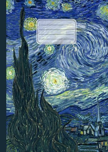 Notizbuch für Musiker Pentagramm: Vincent Van Gogh, De sterrennacht | Cover-Art | Mit 12 Notenzeilen pro Seite zum Schreiben, Notieren und Verfassen | Noten Notizbuch | 110 Seiten | Format A4