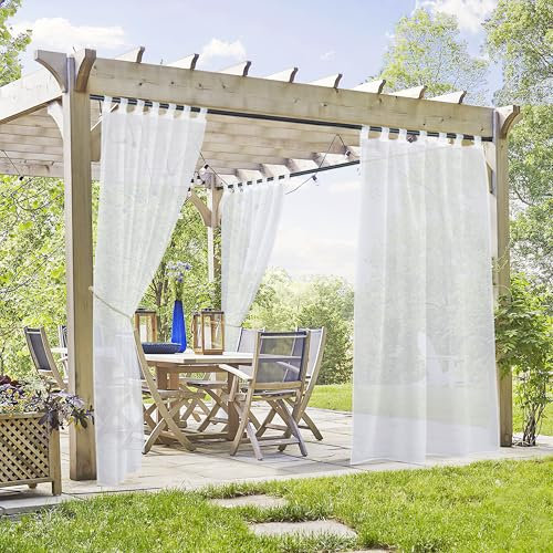 PONY DANCE Vorhang Weiß Transparent 2er Set H 274 x B 137 cm Wohnzimmer Vorhänge mit Abnehmbaren Schlaufen Voile Gardinen Durchsichtig Extra Lange Gardinen und Vorhänge