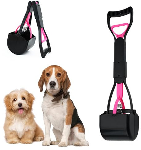 Bekecidi Paletta per Escrementi di Cane, 45cm Paletta per Escrementi di Cane Pieghevole Manico Lungo Rastrello per Raccolta Escrementi di Cane per Uso Interno ed Esterno, Viola