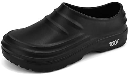 MEIAGDT halkfria köksskor för män och kvinnor, oljebeständiga och vattentäta kockskor med halkfri gummisula, herr-clogs för, svart, 37 EU