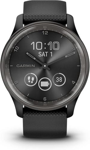 Garmin Vivomove Trend, Elegante Smartwatch Híbrido de 40 mm con Sofisticado Aspecto Analógico, Bisel de Acero Inoxidable y Funciones Inteligentes, Negro (Reacondicionado)