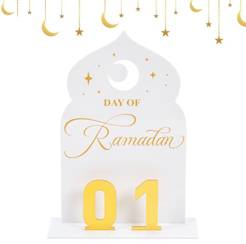 Ramadan Deko, DIY Ramadan Kalender Dekoration Aus Acrylic, 30-Tage Countdown Eid Mubarak Adventskalender, Ramadan Kalender für Zuhause