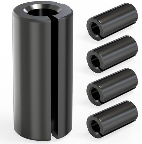 QCDENG 5Pcs 1/2 to 1/4 Router Collet Reduction Sleeve Tool Bit, Black Router Adapter Converter for Woodworking Carving Machine