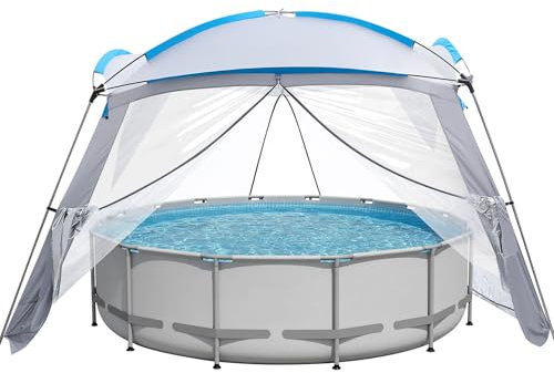 Chunm Rundes Kuppelzelt für 3 m große, runde oberirdische Pools, multifunktionale Allwetterabdeckung mit Anleitung für Außenpools, hält das Schwimmbad frei von Staub und abgefallenen Blättern