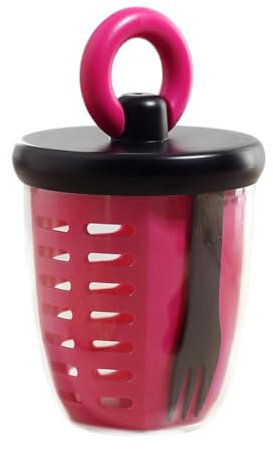 HuadaXtai Coupe à Fruits avec Fourchette pour Un Transport Facile, Récipient à Salade pour Le Travail et Les, Rouge