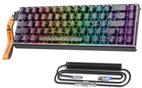 ATTACK SHARK X68MAX HE 60% Wired Magnetic Switch Keyboard,Full Aluminum CNC,0.005mm RT Accuracy,8KHz Rapid Trigger Mechanical Gaming Keyboard,Adjustable Actuation,RGB Coiled Cable for FPS Games,Black