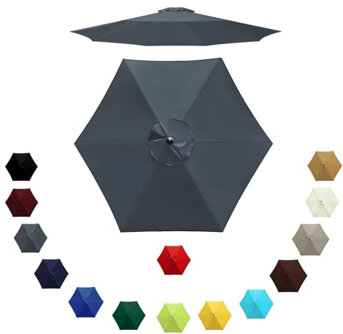 Auvent de Remplacement pour Parasol 6 Baleines/8 Baleines, Remplacement Toile de Parasol 2m/2.3m/2.7m/3.0m, Housse de Rechange pour Parasol D'extérieur, Polyester Anti UV