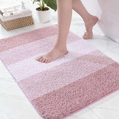 Exclusivo Mezcla Tapis de Bain en Microfibre, 50 x 80 CM, Rose | Tapis pour salle de bain, douche, déco, antidérapant, absorbant, doux, séchage rapide, lavable en machine, à poils longs