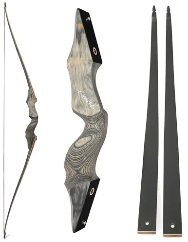 Poearcus 20-60 lbs Recurvebogen-Set mit Pfeilen 60” Jagdbogen Rechtshänder-Wettkampfbogen Langbogen (Recurve-Bogen, 35 ibs)