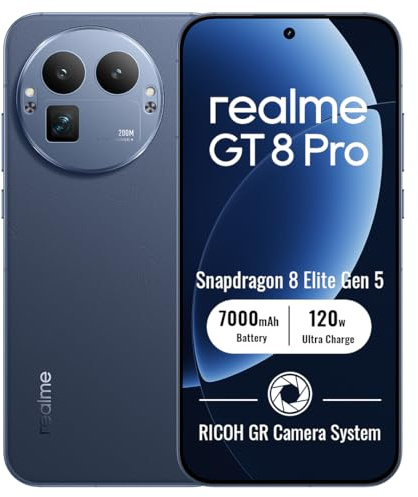 realme GT 8Pro 5G Smartphone 12+256Go, Blue | Batterie 7000mAh, Charge rapide 120W, Écran 6,79 pouces, 120Hz, Appareil photo 200MP, Snapdragon 8 Elite Gen 5, IP69