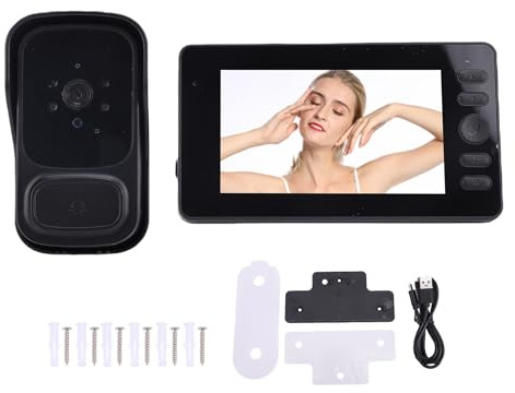 MechKit Video Türklingel, 2,4 GHz 4,3 Zoll IPS Bildschirm Kabellose Türklingel Kamera Zwei Wege Gespräch, Eingebauter Lautsprecher, Mikrofon, IP65 Wasserdicht