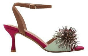 Azarey SANDALIAS FUCSIA TACÓN JOYA MULTICOLOR - (Talla 40)