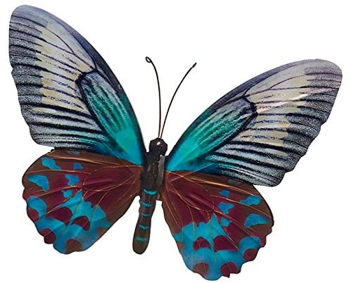 Deko-Schmetterling, Metall, Wanddekoration, Bunt, Garten, Groß, 26 cm x 35 cm