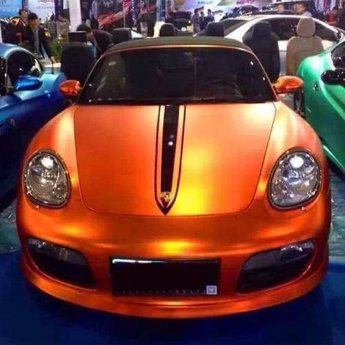 3D Chrom Matt SUNSET ORANGE Metallic mit Luftkanälen ,Car Wrapping, Folie 1,5m x 1,52m