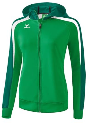 Erima Damen Trainingsjacke mit Kapuze, Smaragd/Evergreen/Weiß, 38