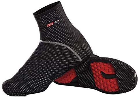 CYCEARTH Überschuhe für Mountainbike, wasserdicht, Winddicht, warm, Thermo-Fleece, Herren, schwarz, L