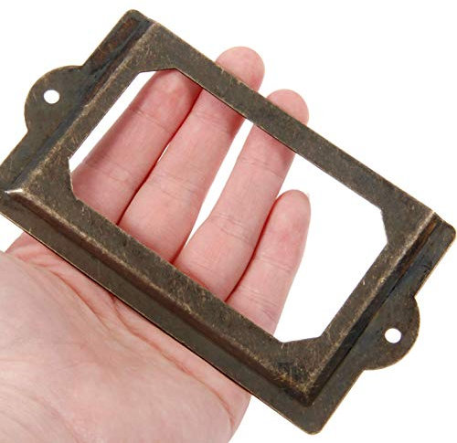 Antike Etikettenrahmen für Dateien, Namen, Kartenhalter, Bronze, Schubladenhalter, für Büro, Aktenkoffer, Bibliotheke, Schublade, Medizin, Schrank, Apotheker-Möbel (Länge: 12,7 cm, Höhe: 6,5 cm), 4