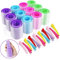51 Pcs Lockenwickler Selbsthaftend in 3 Größen Haftwickler und Multicolor Haarspange 15pcs Haar Klammer Haftwickler Selbsthaftend Lockenwickler für Haarstyling（25mm 36mm 44mm）