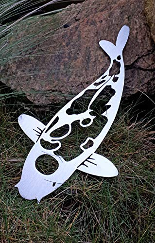 funkysteelart Deko Koi SANKE 30 cm aus Edelstahl geschliffen - gelasert