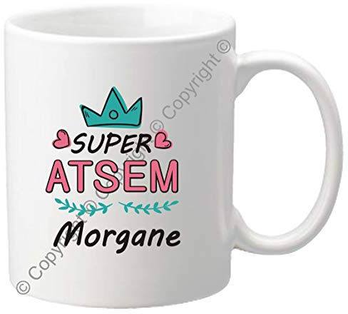 Gravure Events Mug Tasse – Super ATSEM - Cadeau Atsem Personnalisable avec le prénom de l'enfant - Cadeau Original Fin d'Année Scolaire atsem petite moyenne section maternelle