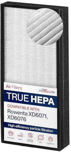 LifeSupplyUSA True HEPA Filter Replacement Compatible with Rowenta XD6071 XD6076 fits PU6010 PU6020 Intense Pure Air XL Purifiers