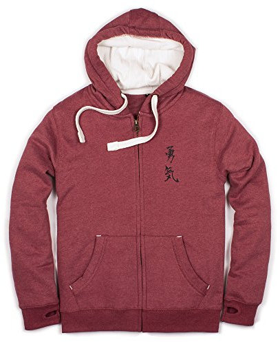 Strand Clothing Yuki/Courage Japanischer Kapuzenpullover mit Daumenloch Manschetten mit Reißverschluss und Reißverschluss Gr. XX-Large, Wein