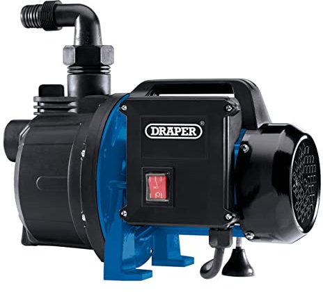 Draper 1100W Surface Mounted Water Pump | Max Flow Capacity 4600 l/h Electric Pump | Thermal Overload Protection | Waterproof On/Off Switch |1.5M Cable Pump | 10461