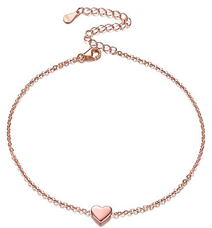ChicSilver Rose Gold Heart Charm Anklet Bohemian Summer Jewerly for Women Foot Ankle Bracelet