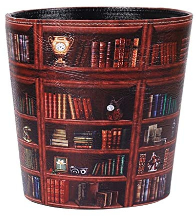 MYBA Mülleimer Leder Retro Mülleimer Papierkorb Mülleimer Papierkörbe ohne Deckel Büro Schlafzimmer (2.9gallon) Abfalleimer (Color : A, Größe : 2.9gallon)