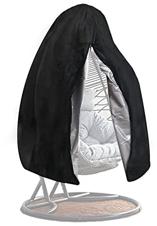 tefnuts Abdeckung für Hängestuhl, zum Aufhängen, reißfest, wasserdicht, 210D-Oxford-Gewebe, Rattan-Geflecht, Schaukelstuhl für Terrasse, Garten, Schaukelstuhl (115 x 190 cm, schwarz)