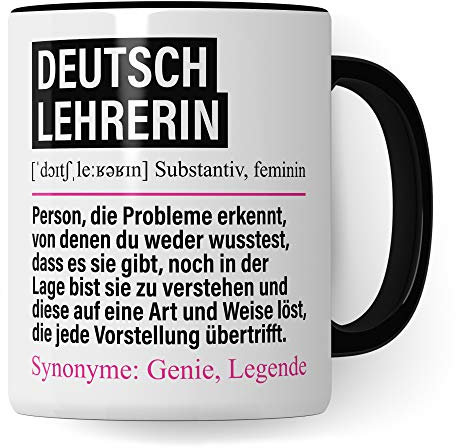 Pagma Druck Tasse Deutschlehrerin lustig, Deutschlehrerin Geschenk, Spruch Deutsch Lehrerin Kaffeebecher Geschenkidee, Kaffeetasse Beruf Lehramt Teetasse Becher