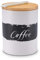 LAMBDA COFFEE® Kaffeedose weiß aus Keramik 600ml luftdicht | mit Kreide & Beschriftungstafel | Vorratsdose mit Holzdeckel zur Aufbewahrung von Kaffee, Mehl, Zucker, Tee, Nudeln etc.