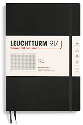 LEUCHTTURM1917 362870 Notizbuch Composition (B5), Softcover, 123 nummerierte Seiten, Schwarz, Kariert
