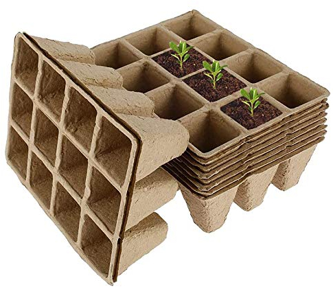 Ledph Anzuchttöpfe Biologisch Abbaubar Eckig, 10pcs Anzuchttöpfe Zellulose, Torftöpfe Anzucht 16.5x12.5x5cm, Anzuchttöpfe Abbaubar fur Pflanztöpfe Anzucht Owngrown