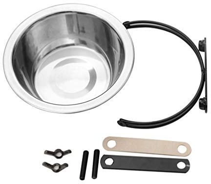 ULTECHNOVO Dog Crate Bowl Dog Stainless Steel Bowl Stainless Steel Food Water Cup Pet Bowl Dog Kennel Bowls with Clamp Holder for Dog Cat, 11CM