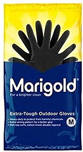 Marigold Unisex Rubber Gloves, Black, M Pack of 6 UK