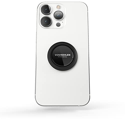 VONMÄHLEN – Backflip Pure Handyring mit integrierter Stativfunktion für alle Smartphones geeignet – Fingerhalterung inkl. Magnethalterung für Auto, Küche, Spiegel & Co (Black)