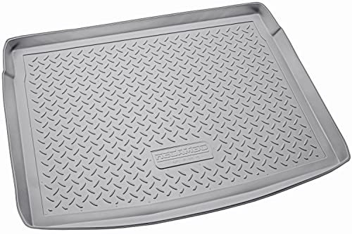 Recambo Gummi Kofferraumwanne Premium passend für VW Golf 5 Schrägheck 1K1 | 2003-2008 | mit Notrad | passgenau mit Rand | Grau