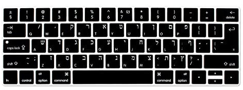 Hebrew Language Silicone Keyboard Cover Skin for MacBook Pro with Touch Bar 13 Inch and 15 Inch (A1989/A1706/A2159,A1990/A1707) 2019 2018 2016 2017 Release with Touch ID,Both European/USA Layout