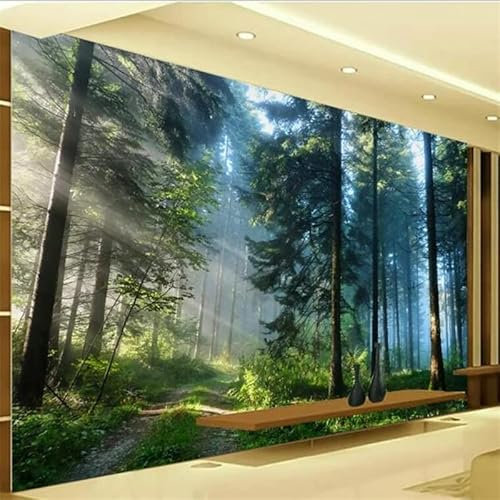 TANYANG Papier Peint Personnalisé Peintures Murales Ultra Haute Définition Sapin Forêt Paysage Fond Salon Chambre Décoration Murale 150Cm(W)×105Cm(H)