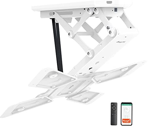 EasyLife Supporto da soffitto per TV girevole elettrico + integrazione Smart Home, staffa VESA fino a 400x400 per TV LCD/OLED, Monitor, Display, Smartboard, 23-55 pollici + 30 kg - Bianco